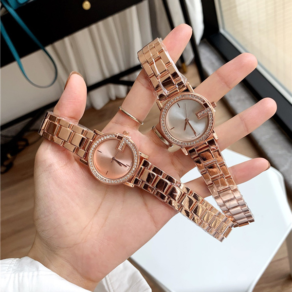 Moda pełna marka zegarki na rękę kobiety panie dziewczyna styl luksusowy metalowy pasek ze stali zegar kwarcowy G146