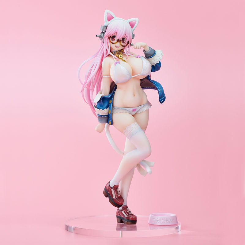 Miniatyr Toys 27cm Nitro Super Sonic Super Sonico White Cat Ver Anime Figure Super Sonico Action Figur Nitroplus Collection M