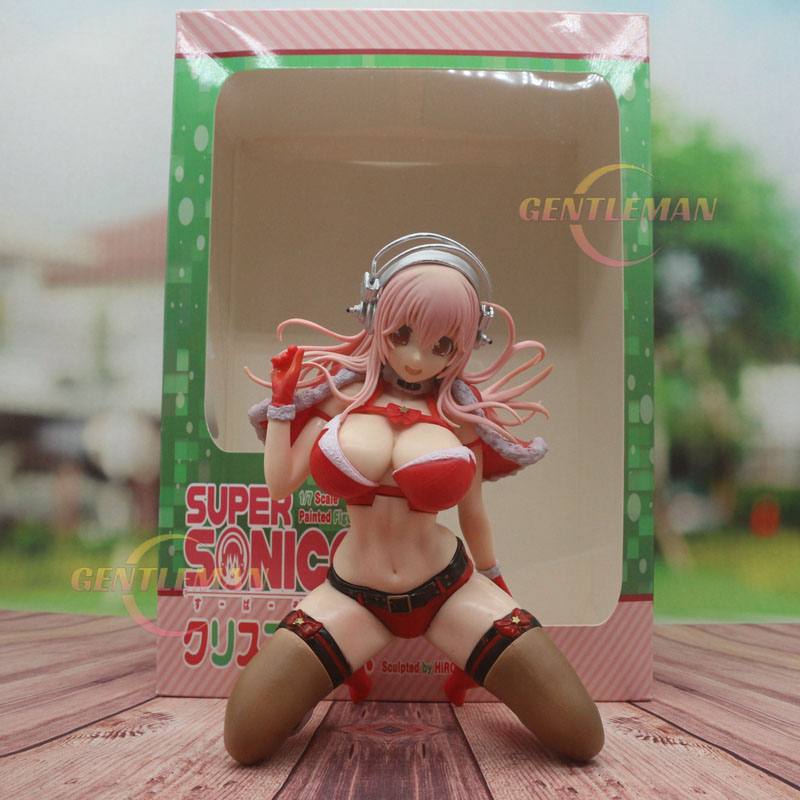 Finger Toys Super Sonico Kneeling Christmas Ver Sexig Japanese Anime Girl 17cm PVC Action Figur Vuxen Hentai Collection Model Doll Toys Gift