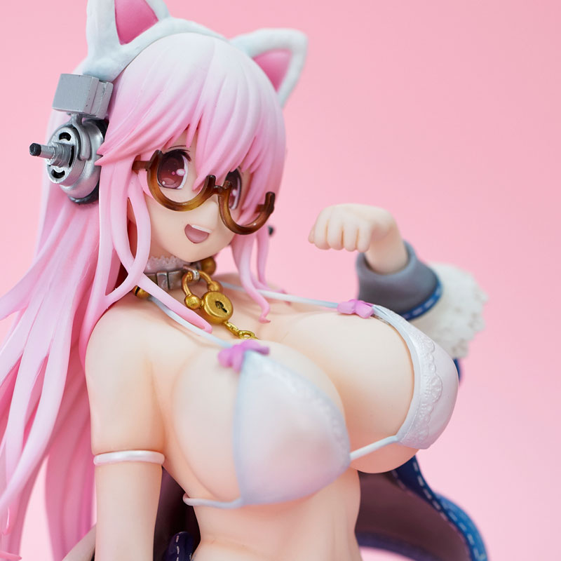 Miniatyr Toys 27cm Nitro Super Sonic Super Sonico White Cat Ver Anime Figure Super Sonico Action Figur Nitroplus Collection M