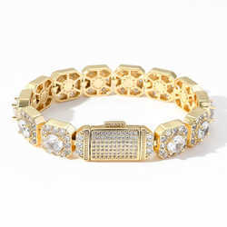 13mm Cz Baguette Bracelet Design for Men Women Luxury Rapper Bracelet with 18k Gold Rhodium Plating Jewelries258E