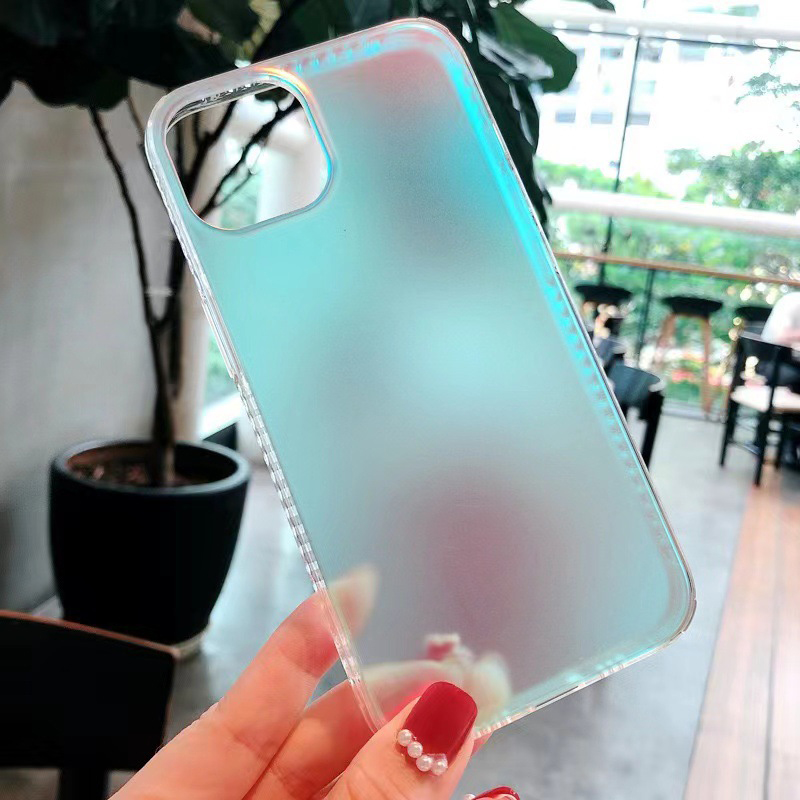 iPhone 14 13 12 11 Pro Max 12Mini XS Max XR 7 8 6 S 6S Plus SE Aurora Frosted Soft Shell Case 용 레이저 점진적인 다채로운 전화 케이스