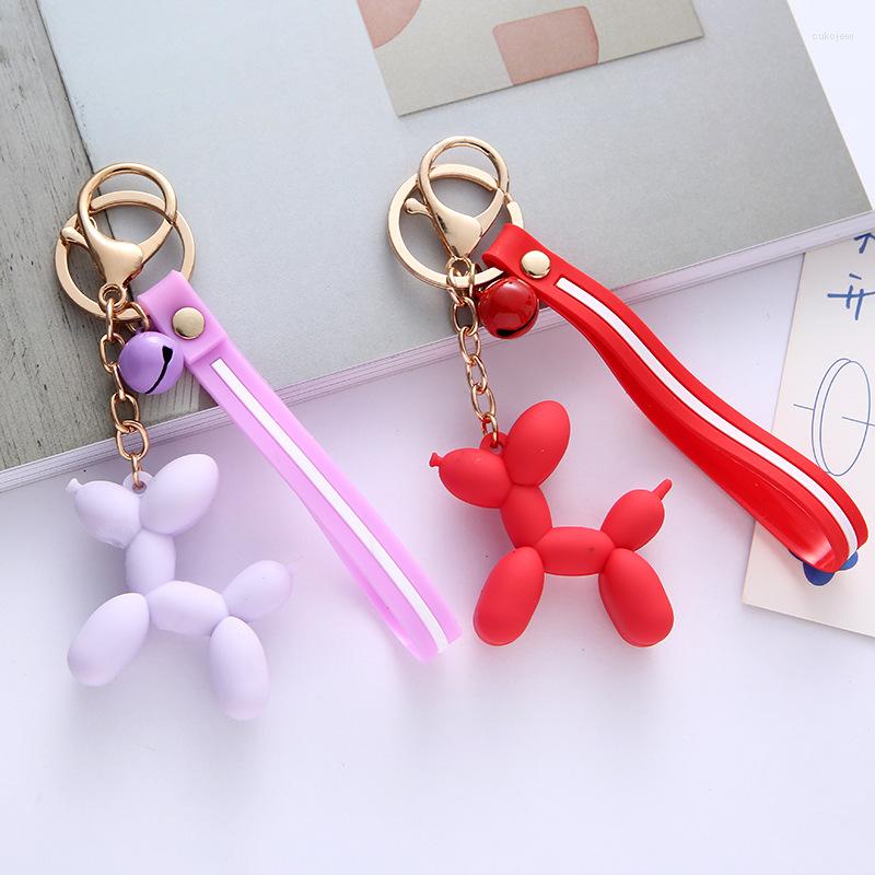 Sleutelhangers Creatieve Koreaanse Schattige Ballon Puppy Sleutelhanger Voor Vrouwen Zoete Kleurrijke Mode Tas Autosleutel Sieraden Hanger Gift Whole236r