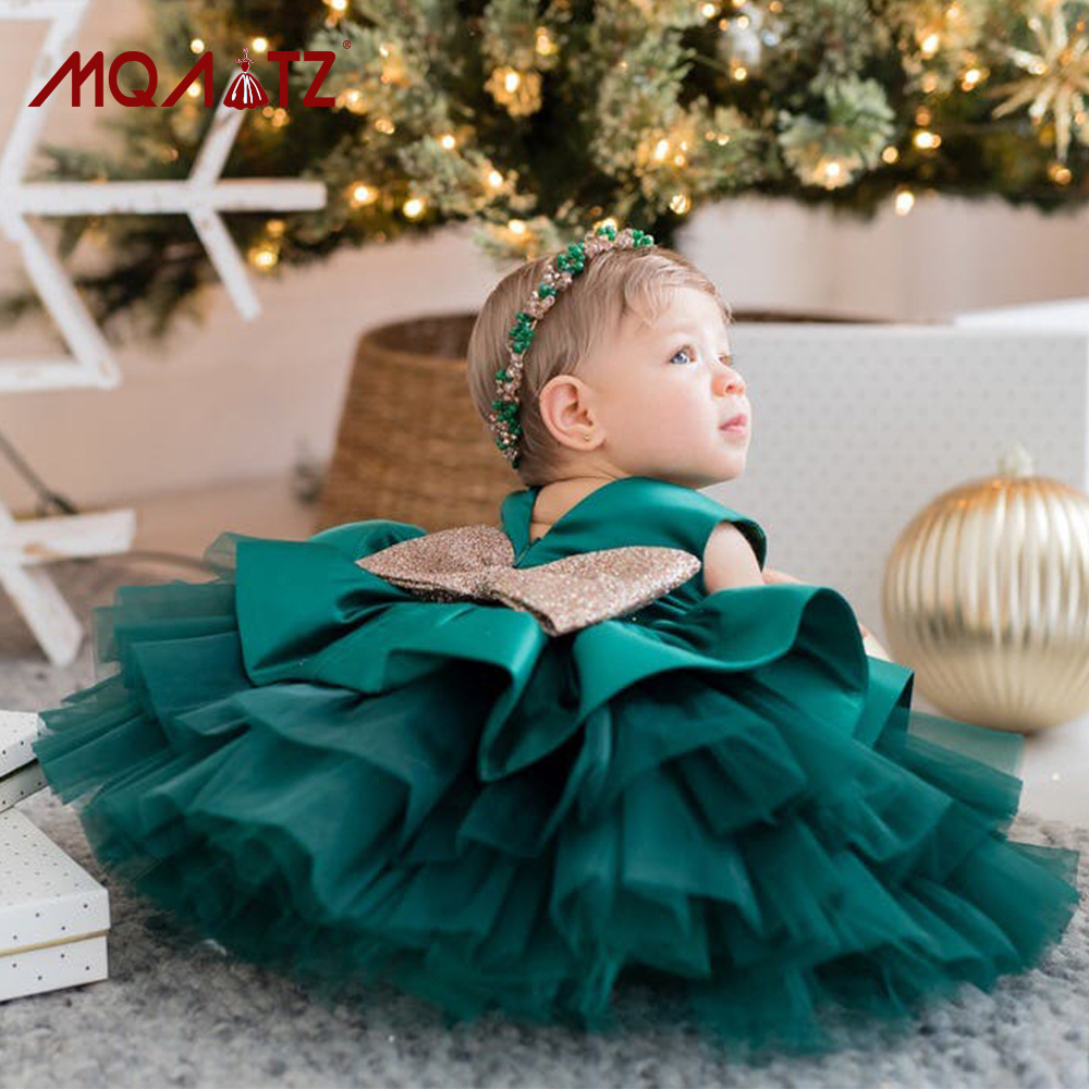 Baby Girl Satin christmas Princess Backless Dress For Kids girls sleeveless Evening Gown bow Party Wedding Dresses