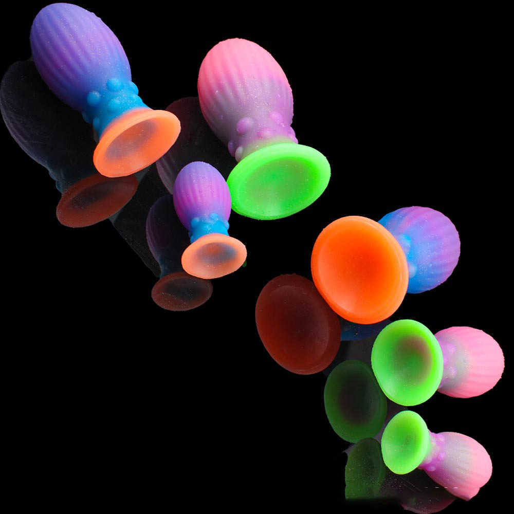 Itens de beleza Glow Liquid Silicone Anal Plug Bdsm Toy Sexy Toys For Adult Games Luminous Soft Huge Butt Dildo Dildo Vaginal Balls