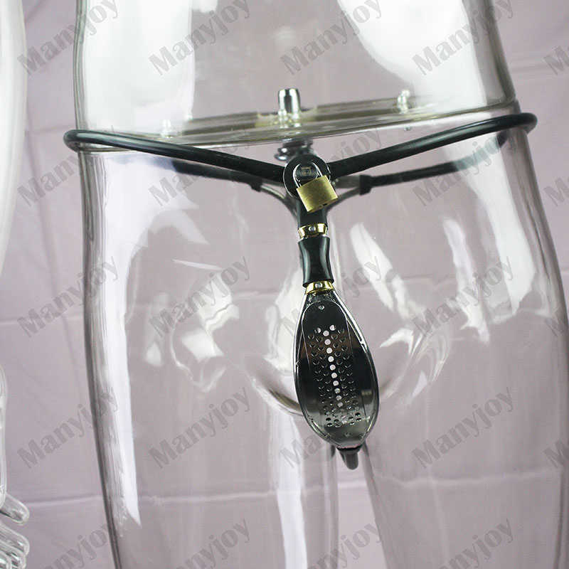 Skönhetsartiklar kvinnlig rostfritt stål kyskhetsbälte underkläder osynlig thong byxa enhet med anal plug vaginal bondage sexig leksak för kvinna