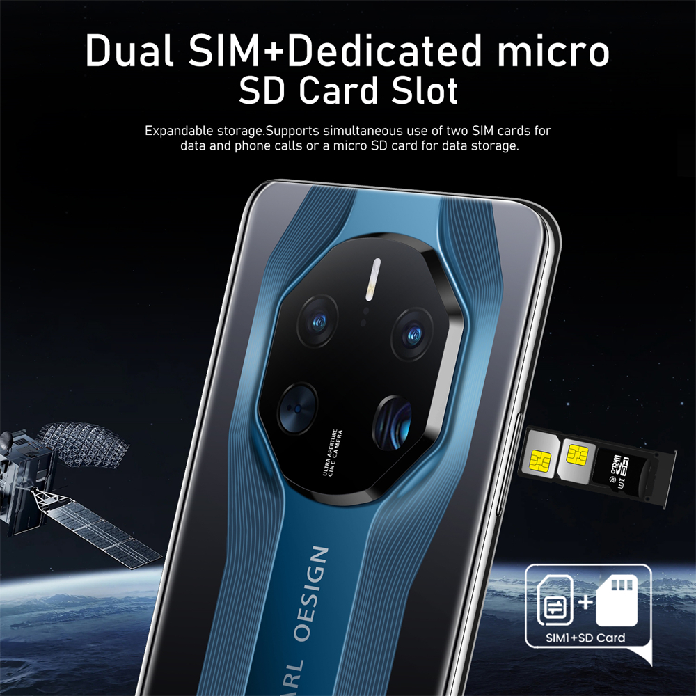 الهواتف المقفلة للهواتف الذكية Android Smartphone 7.2 بوصة مزدوجة SIM Camera 4G Cell Mobile Phomeprint Smart Face ID