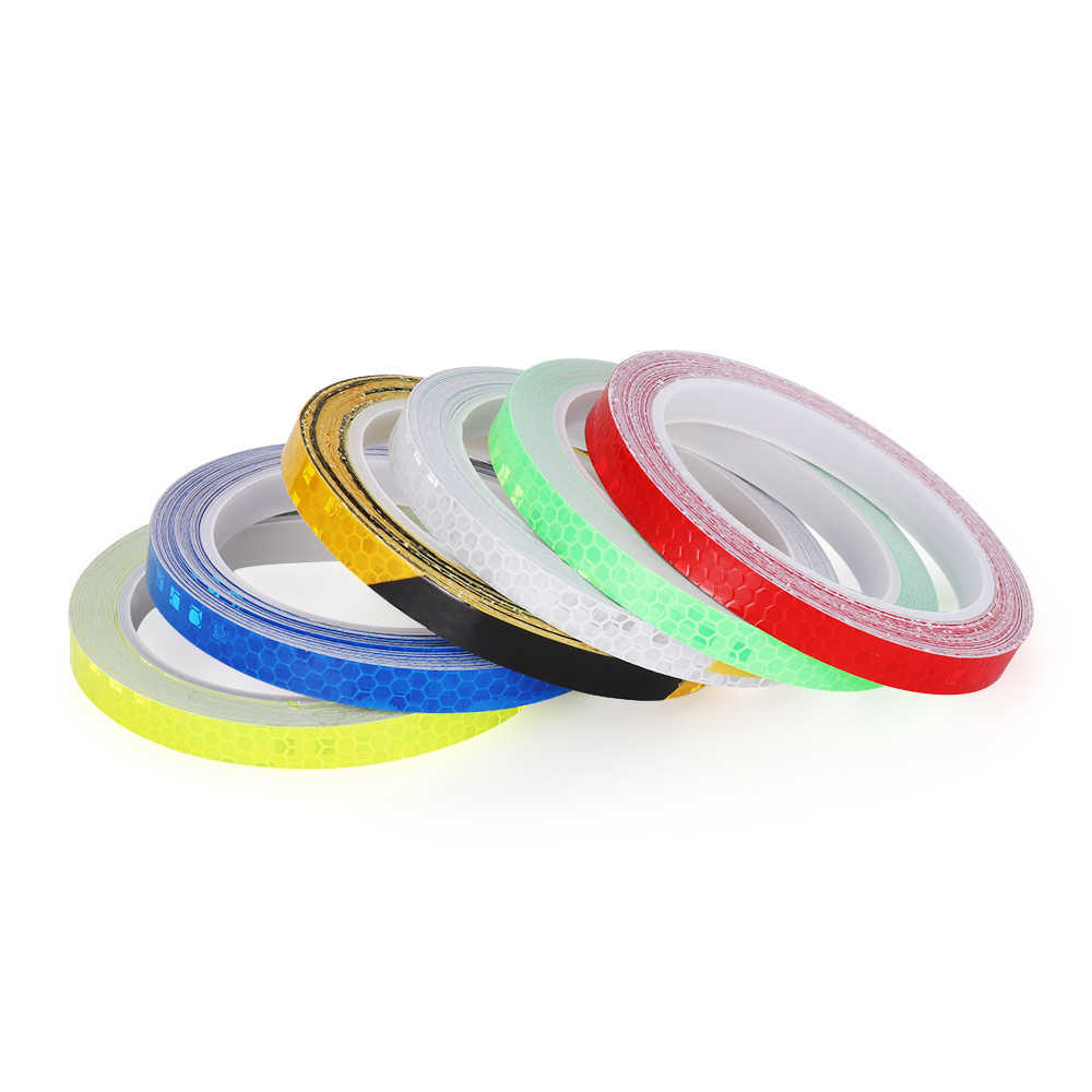 6 cores 8m Luminous Warning Fita Wheel Reflexive Sticker Rim Bike Reflector Fluorescente para decalque de carro