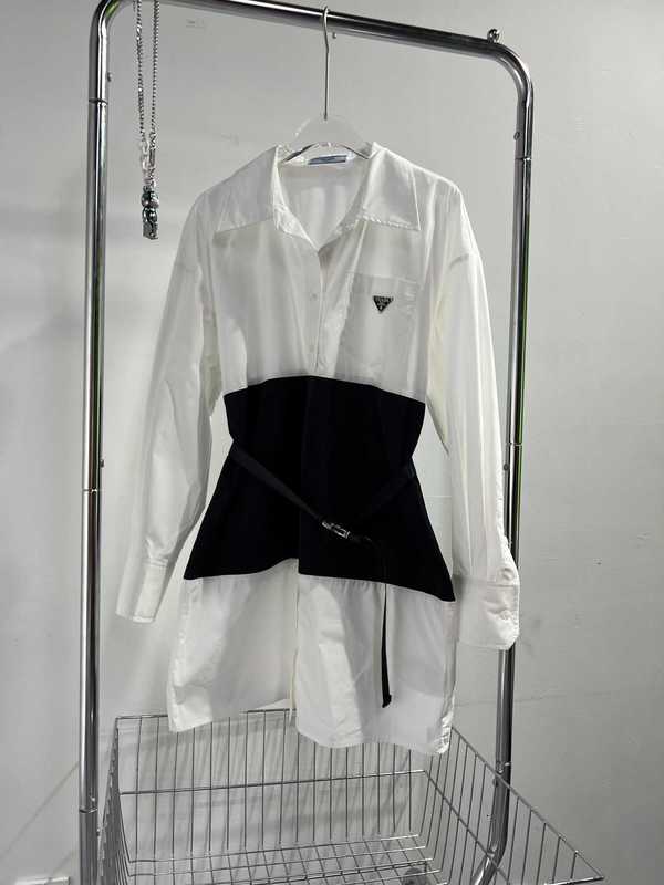 캐주얼 드레스 디자이너 새로운 기능성 클래식 트라이앵글 대비 스플 라이스 셔츠 드레스 up5c