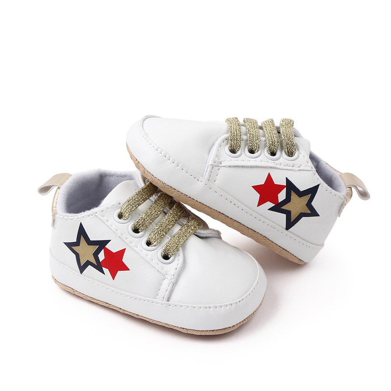 First Walkers Newborn Baby Boy Girl Shoes Infant Toddler Casual Sneakers PU Letter Anti-slip Cotton Sole Crawl Crib Shoes