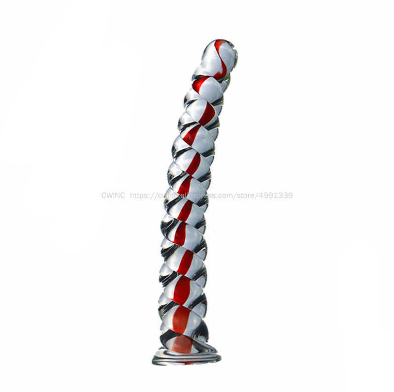 Articles de beauté CW0176 Spiral Penis Dildo Glass 19cm Long Thick Sexy Toy