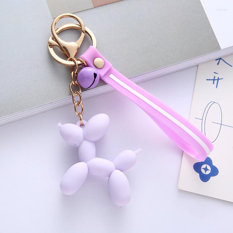 Sleutelhangers Creatieve Koreaanse Leuke Ballon Puppy Sleutelhanger Voor Vrouwen Zoete Kleurrijke Mode Tas Autosleutel Sieraden Hanger Gift Whole271i