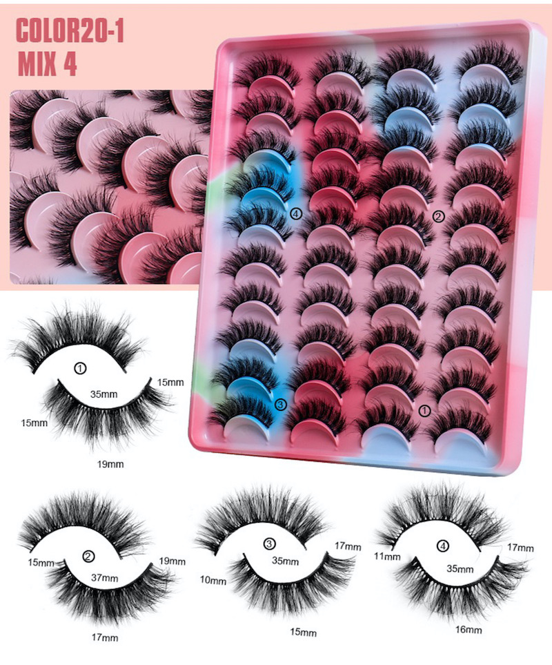 Wholesale European USA Faux Mink False Eyelashes 6D Thick Fluffy Curl Large Eye Lashes Natural Look