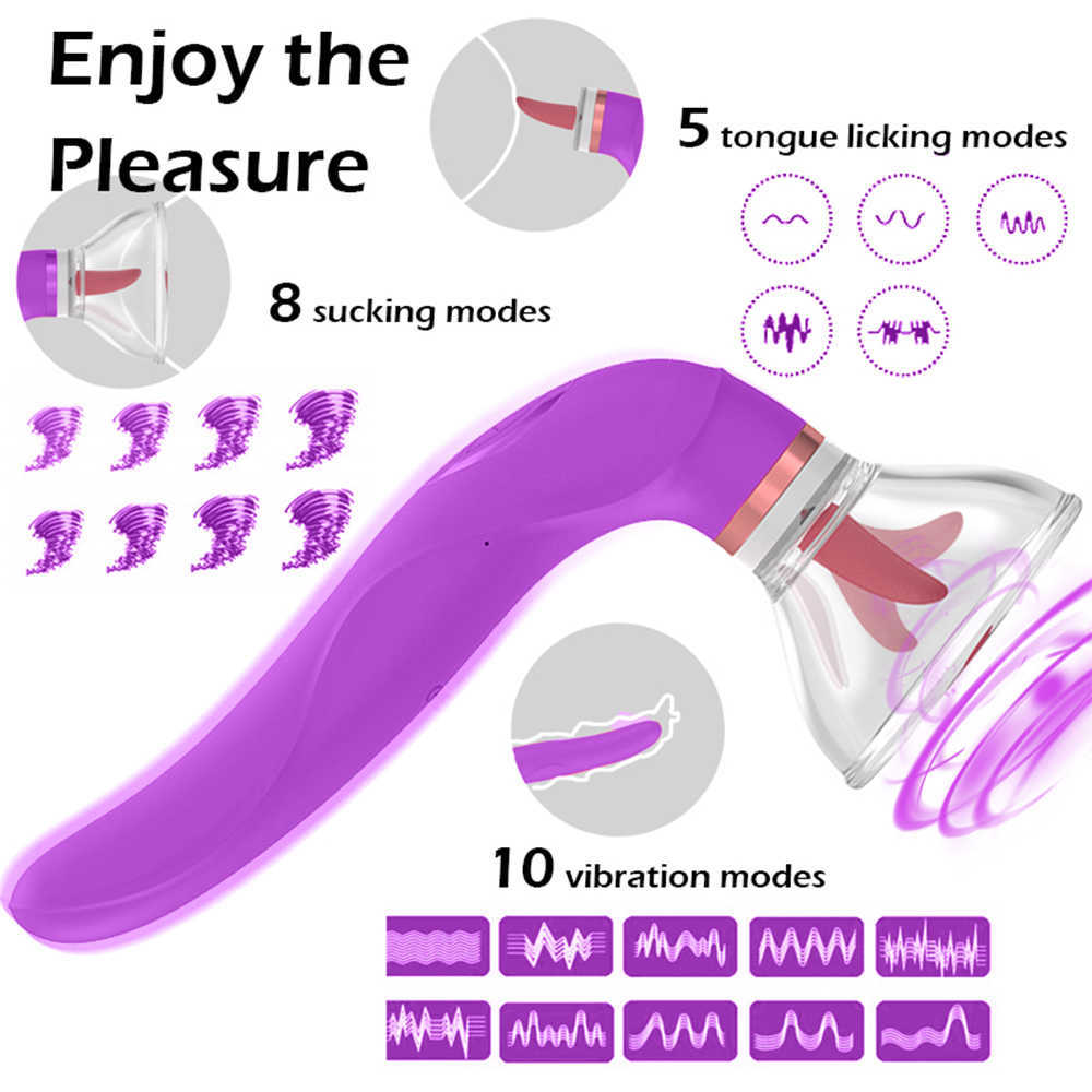 Beauty Items Tongue Licking Vibrator Nipple Sucker Clitoris Stimulator Labia Breast Inhale Enlarge Massage Vacuum Cup Pump sexy Toys for Women