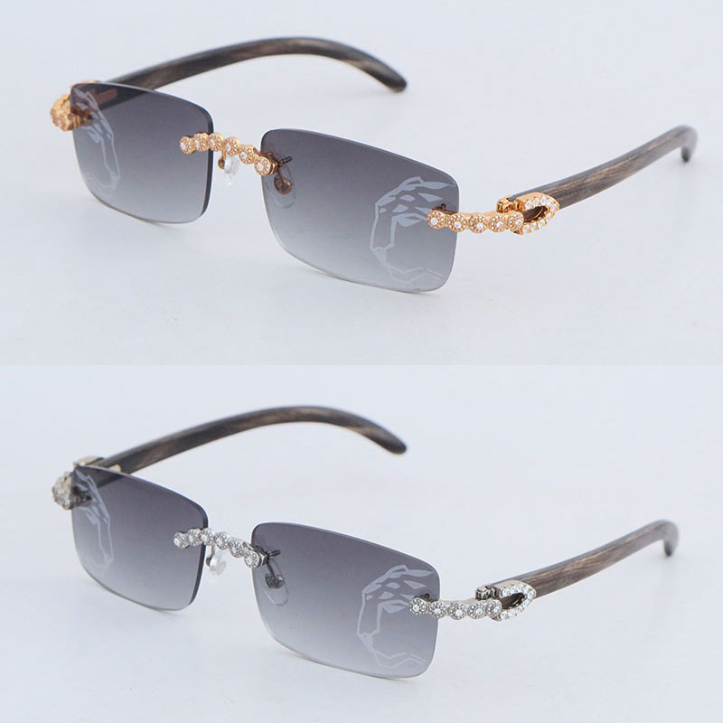 Luxury Moisanite Diamond Diamond Rimless Sunglasses For Women Original Marble Buffalo Buffalo Hor