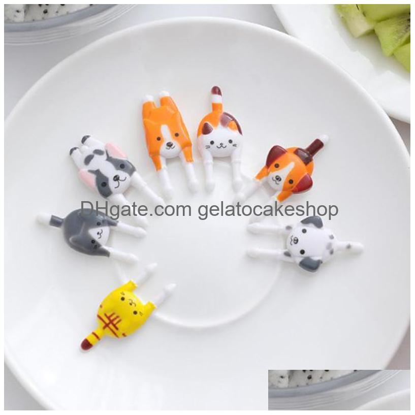 Fourks Animal Fruit Fork Grade Plastic Mini Cartoon Kids Cake Tootick Bento Lunch Accessoires Party Dec Drop Livrot Home227k