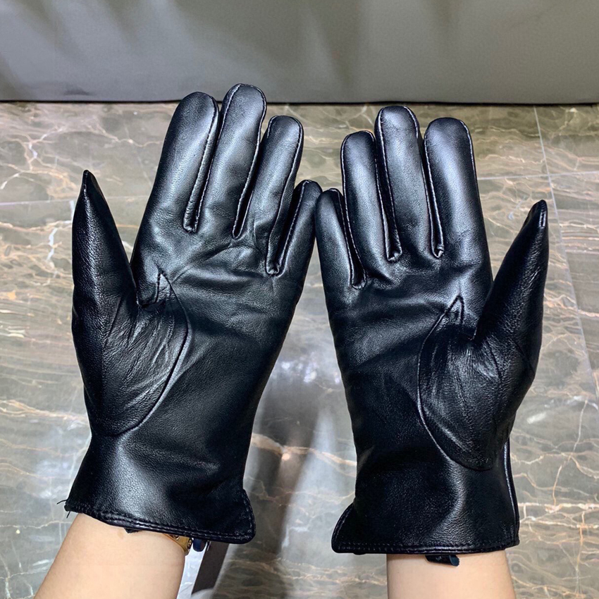 Women's luxury leather gloves Designer sheepskin fur cycling warm waterproof riding plus velvet thermal fitness motorcycle