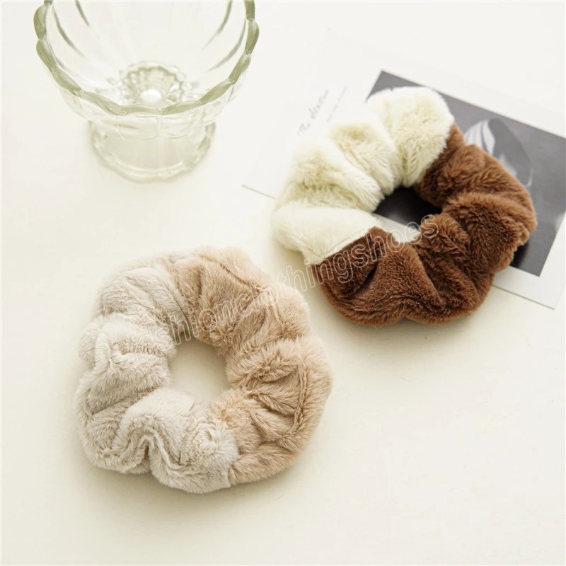 Winter Warm Soft Hair Scrunchies for Women Girls Cute Plush Elastic Hairband Multicolor Rubber Band Hair Accessories