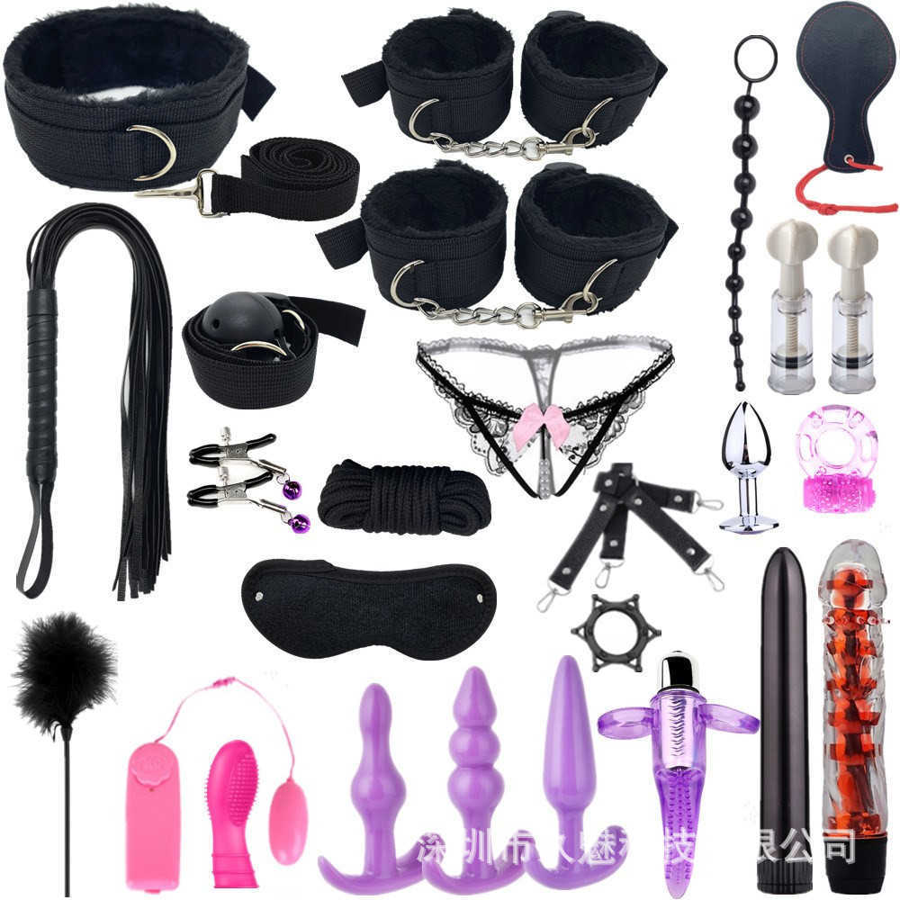 Beauty Items 26-teiliges sexy Spielzeug für Frauen, Handschellen, Halsband, Handgelenk, Mundknebel, Riemen, Fetisch, Frau, Paare, Bdsm-Set, Zurückhaltung, Spiel für Erwachsene, Masturbator