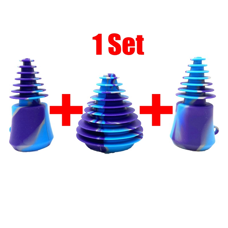 Fumatori colorati in silicone 3IN1 Kit multifunzione piattaforme petrolifere Pulizia della cannuccia Porta sigillo Spina Narghilè Filtro in vetro Bong Tappo di copertura della bottiglia Anello di chiusura portatile DHL