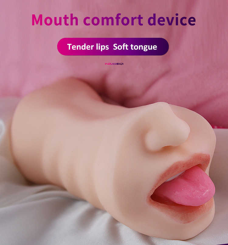 Beauty Items Dual Open Mond Tanden Mannelijke Masturbator Realistische Siliconen Echte Kut sexy Diepe Speelgoed voor Mannen Orale Masturbatie speelgoed