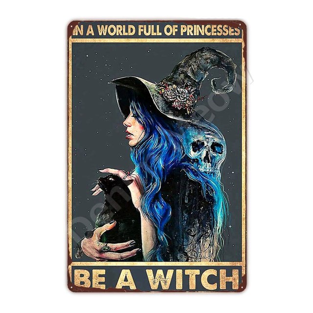 Heksen Keuken Retro Metalen Schilderij Witch's Blessing Vintage Poster Thuis Bar Cafe Muur Decor Halloween Metalen Plaat Zwarte Kat Art Sign 20cmx30cm Woo