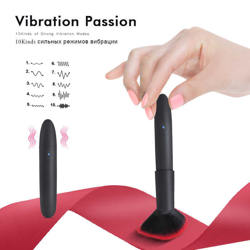 Beauty Items New 10 Speed Vibrator for Women Makeup Brush shaped G-Spot Massager Clitoris Stimulator Vaginal Clit Vibrating Adults sexy Toys