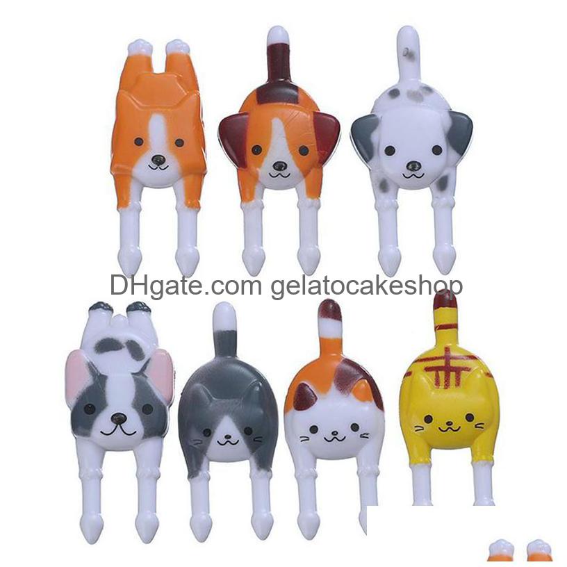 Forks Animal Fruit Fork Grade Plastic Mini Cartoon Kids Cake Tootick Bento Lunch Accessories Party Decor Drop Delivery Home227K