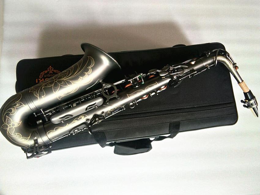 Nya saxprofessionella musikinstrument Suzuki Alto Saxophone E Flat Matte Black Nickel Plated Surface Sax and Case