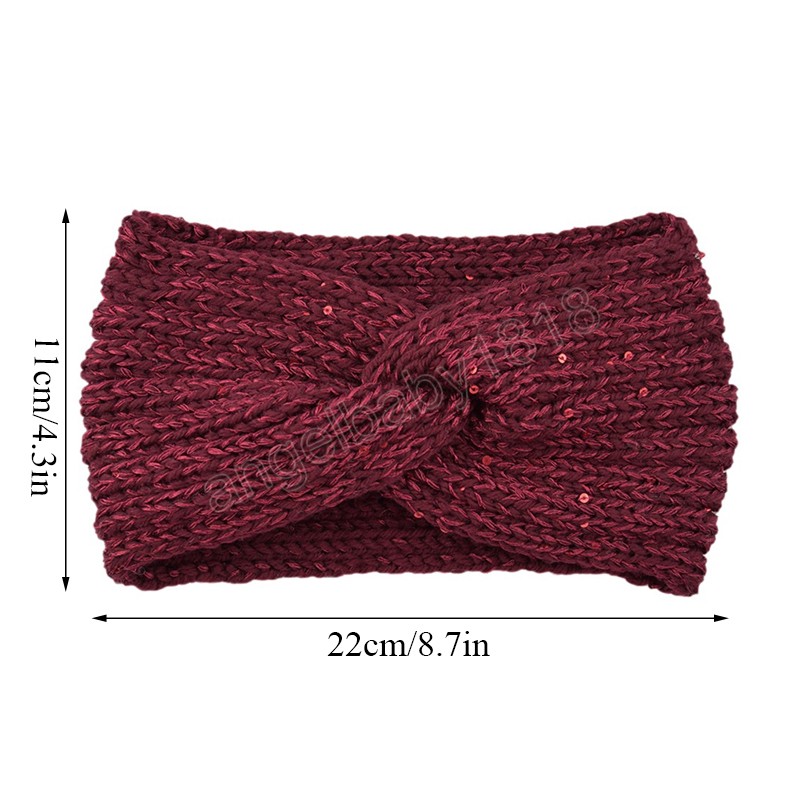 Enveloppe à tricot à tricot brillant enveloppe crochet turban auriculaire plus chaude couleur solide bandes de cheveux élastiques larges accessoires de cheveux faits à la main