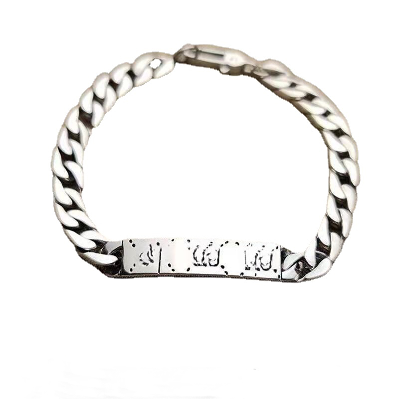 Designer Fashion Lettre de Bracelet pour hommes en émail argenté Ancient Silver Couple d'anniversaire de mariage Gift Bracelets 2398