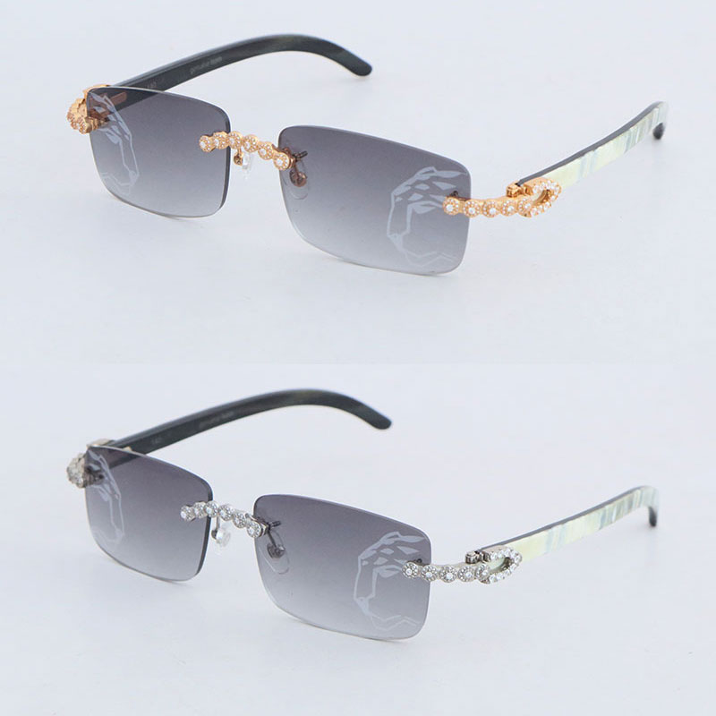 Luxury Moisanite Diamond Diamond Rimless Sunglasses For Women Original Marble Buffalo Buffalo Hor