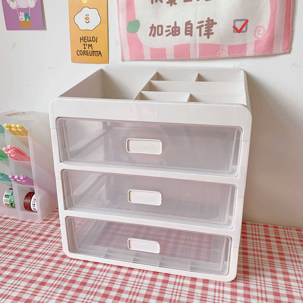 Ins Desktop Cosmetic Storage Box Shelf Student Dormitory Finishing Artifact Drawer Stationery Supplies Pen Holder