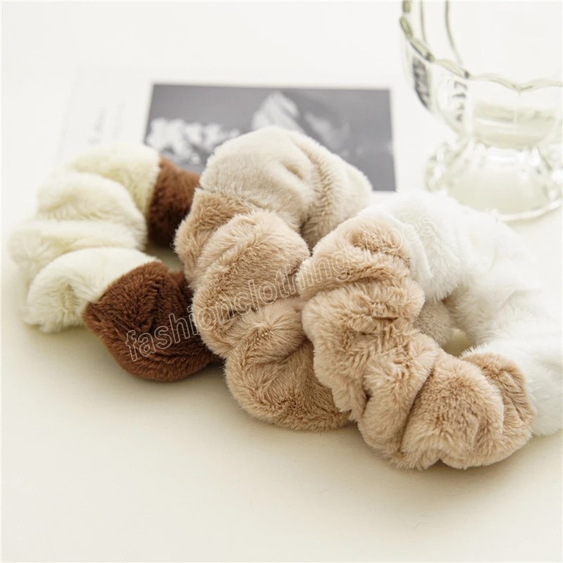 Winter Warm Soft Hair Scrunchies for Women Girls Cute Plush Elastic Hairband Multicolor Rubber Band Hair Accessories