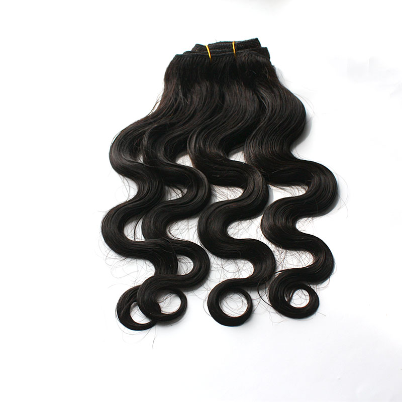 인간 머리 확장에 바디 웨이브 클립 브라질 자연 검은 색 remy hair 120g 8 조각/세트 클립 inse free express