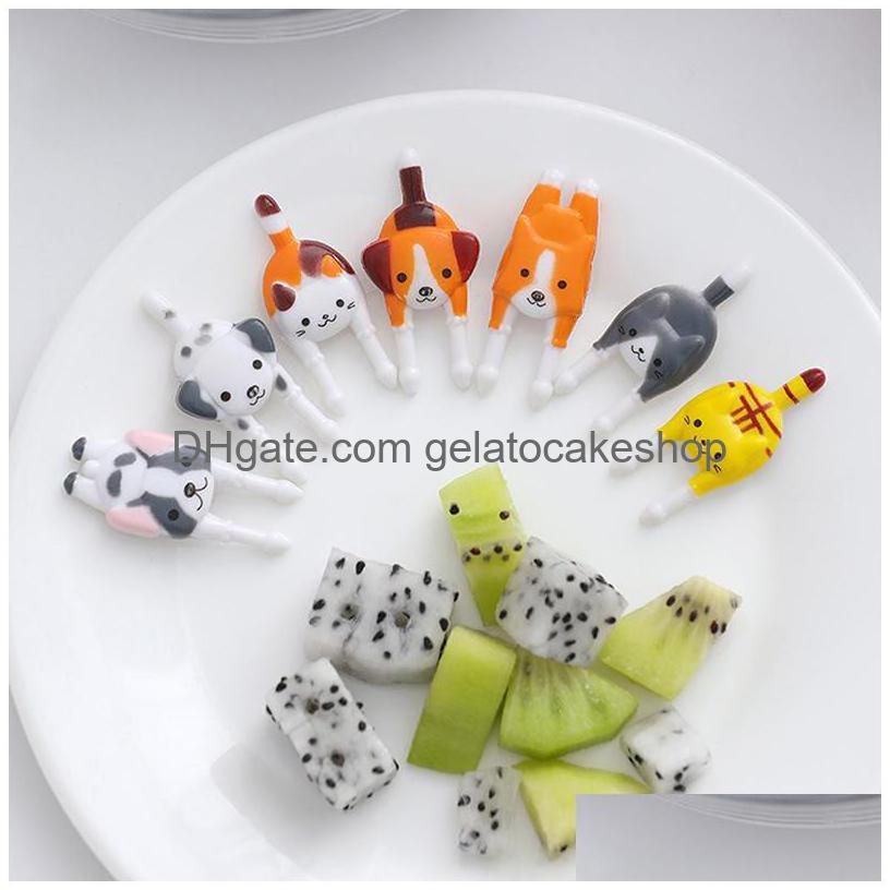 Forks Animal Fruit Fork Grade Plastic Mini Cartoon Kids Cake Tootick Bento Lunch Accessories Party Decor Drop Delivery Home227K