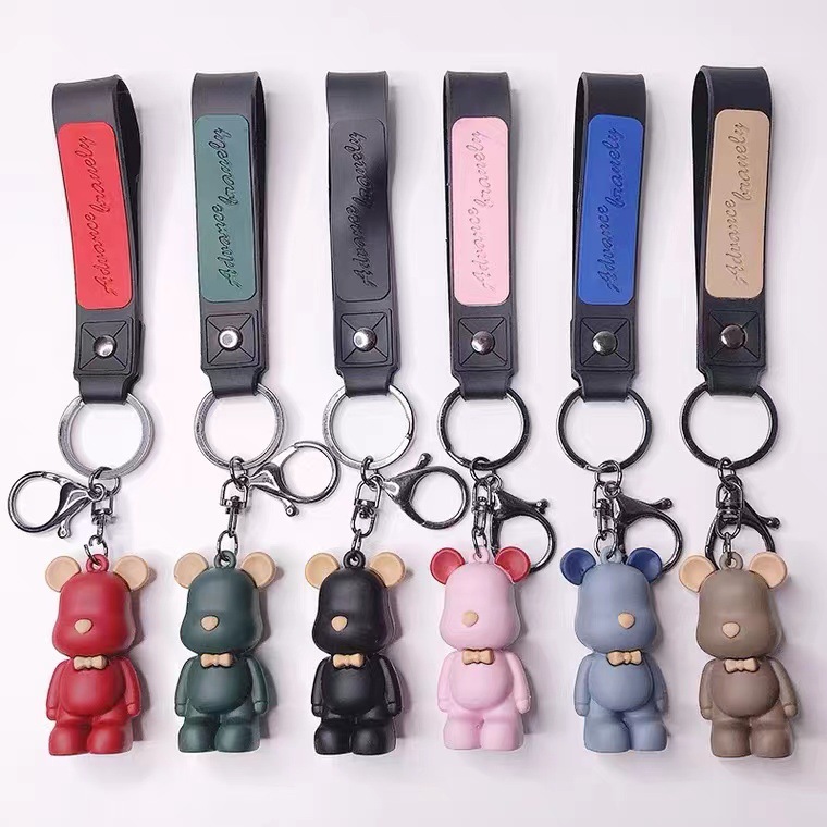 Creative Bomgom Tassels Cartoon Popobe Bear Keychain Bowtie Silicone Key Chain Pendant Cars Keyrings Holder Key Chains Women M￤n f￶r bilnycklar