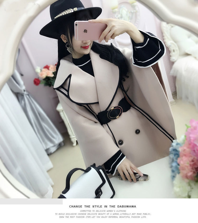 2023 Autumn Wool Coat Shawl Cape Poncho With Belt Women Mid-length Korean Sleeveless Plus Size Ladies Cape Winter Coats