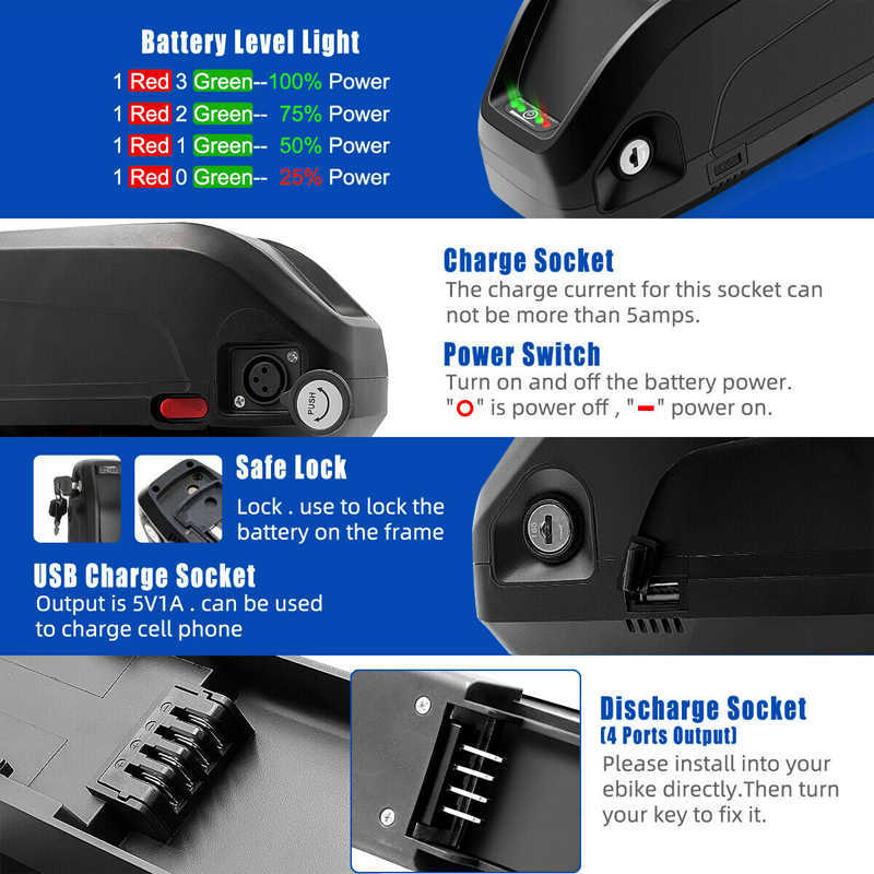 48V 19,2Ah 36V 52V 20Ah 28Ah Hailong Elektrische Fahrrad Li-oin Batterien E-Bike Batterie 18650 Zellen 250W 750W 1000W 1500W Motor