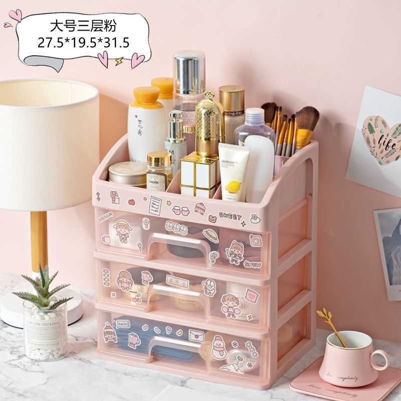 Kawaii – tiroir Transparent de grande capacité, boîte de rangement de bureau, porte-stylo, papeterie scolaire et de bureau