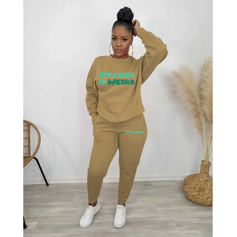 Women's tracksuit Autumn and winter Two Piece Pants letter printed round neck sweater suit two-piece set S-5XL