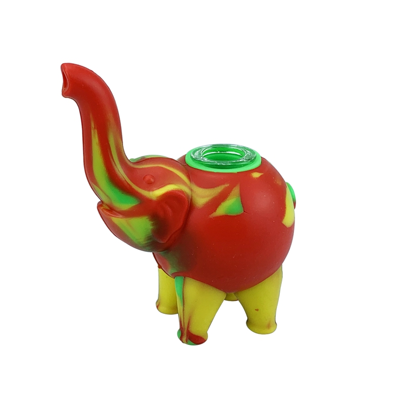 Colorful Silicone Small Elephant Style Pipes Portable Herb Tobacco Oil Rigs Glass Porous Hole Filter Bowl Handpipes Smoking Cigarette Holder Tube Wholesale DHL