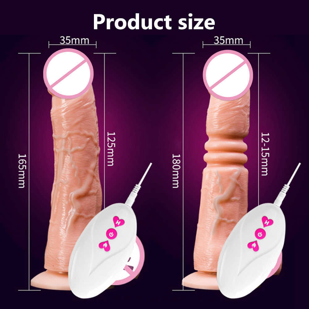 Articles de beauté Femme Dildo Automatique Télescopique Chauffage Vibrateur Pour Les Femmes Avec Télécommande Grand Pénis Réaliste Dildio Ventouse Sexy Jouets