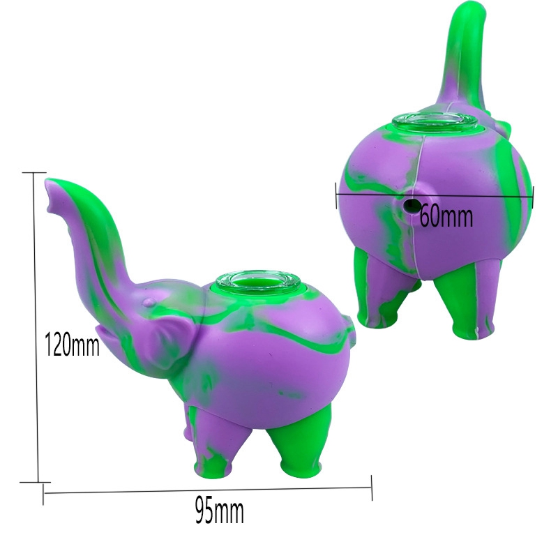 Tubi in silicone colorato in stile piccolo elefante Tubi portatili olio di tabacco a base di erbe Vetro foro poroso Filtro Ciotola Tubi Fumo Bocchino Tubo all'ingrosso