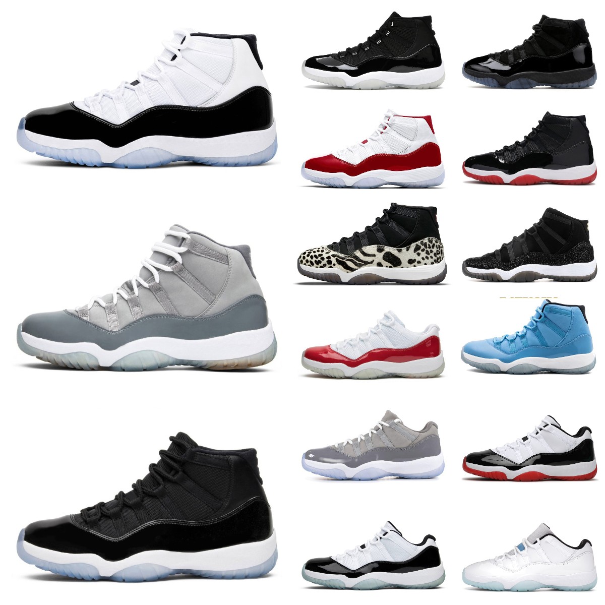 2023 Nuevos zapatos de baloncesto para hombre 11 zapatos de baloncesto grises 11s zapatillas de deporte Concord Jub Jubilee Cherry Legend Blue Bred Pure Violet Unc Sports Trainers 36-47