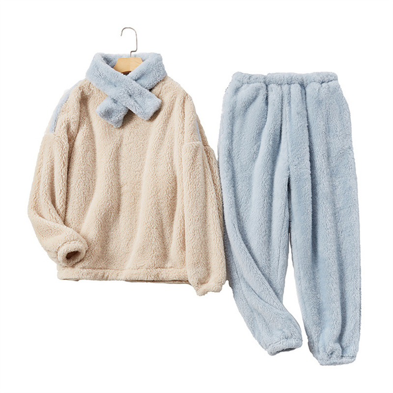 Hemkläder korall sammet pyjamas på hösten och vinter stor storlek förtjockade plysch hushållskläder långärmad kvinnors flanell distribueras till fabriker direkt
