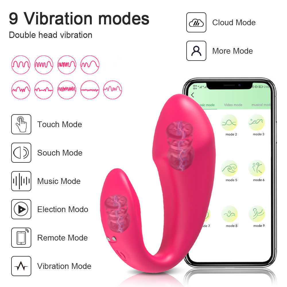 Artículos de belleza Juguetes para adultos para mujeres APLICACIÓN Vibrador doble Bluetooth Aplicación inalámbrica Control remoto Mujer sexy Mujer