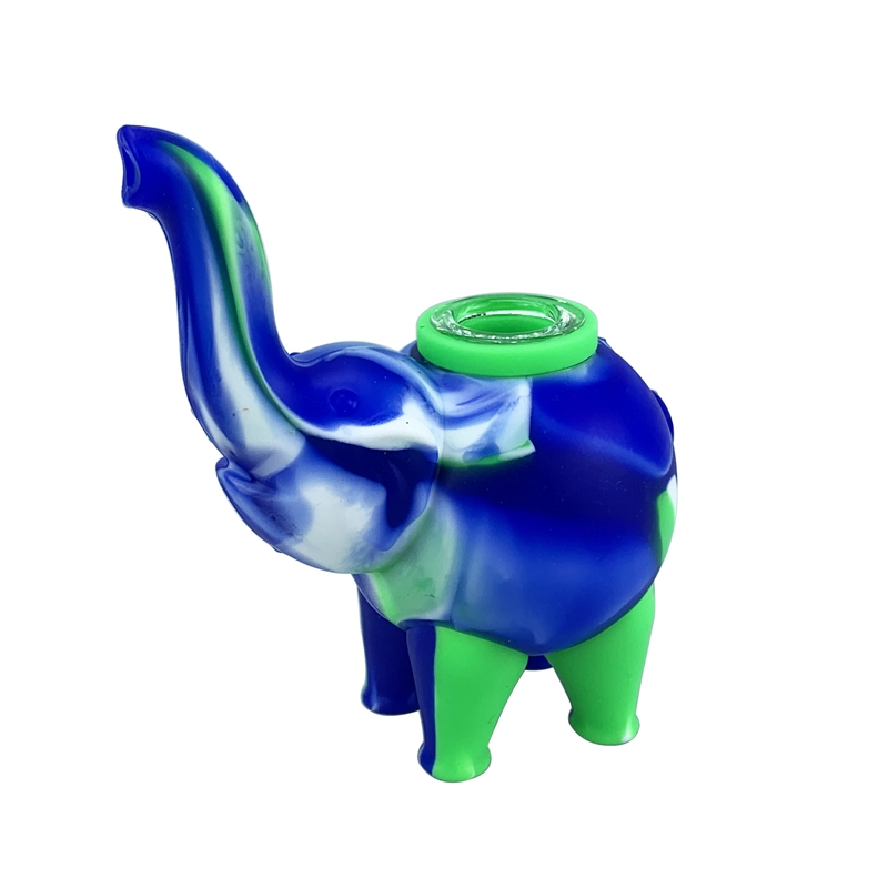 Colorful Silicone Small Elephant Style Pipes Portable Herb Tobacco Oil Rigs Glass Porous Hole Filter Bowl Handpipes Smoking Cigarette Holder Tube Wholesale