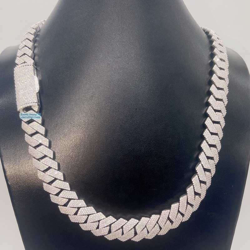 Passera diamanttestare 15mm 4Row Stone Iced Out VVS1 Moissanite Cuban Chain Necklace Men2454