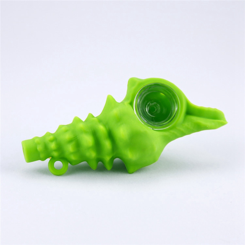 Coloré Silicone Conque Forme Pipes Portable Porte-clés Herb Tabac Huile Rigs Verre Monotrou Filtre Bol Pipes Fumer Porte-Cigarette Tube En Gros DHL